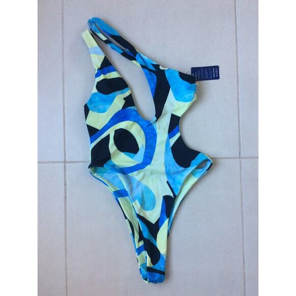 Pesfeel One Piece Swimsuit Monokini Asymmetric Padded Swimwear - Picture 1 of 8